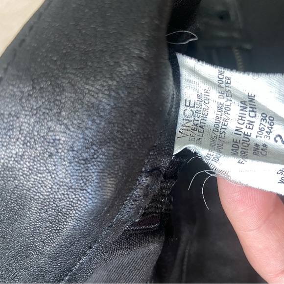 Vince Black Lambskin Leather Pants Size 2 - Picture 4 of 5